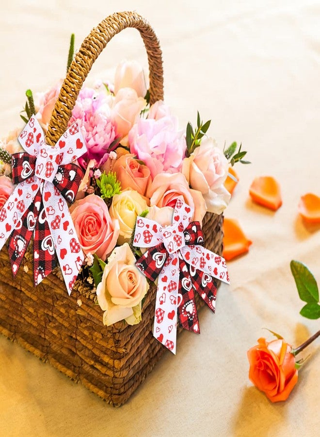 Threetols 4PCS Valentine's Day Wreath Bows, Black Red Buffalo Plaid Bows for Front Door Proposal Red White Love Heart Decoration Bows for Indoor Outdoor Holiday Wedding Party Ornament - Image 5